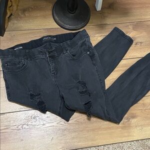 Torrid Black Distressed Skinny Jeans